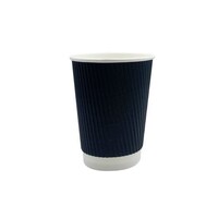 Hotpack 8Oz Ripple Paper Cup, Black - Pack Of 500 Pieces