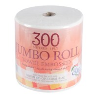Jumbo Embossed Towel 300m Roll - Carton of 6 Rolls