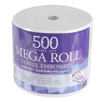 Jumbo Embossed Towel 500m Roll - Carton of 6 Rolls