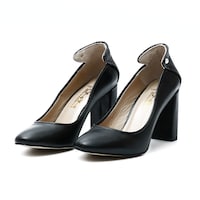 Picture of Leather Almond-Toe Block Heels, 3.5Inch - Carton of 12