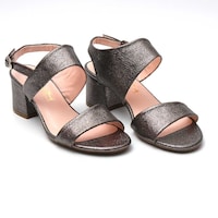 Picture of Leather Buckle Strap Block Heel Sandals, 2Inch - Carton of 12