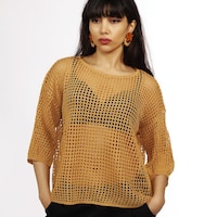 Mesh See-Through Long-Sleeve Top - Pack of 12Pcs