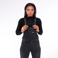 Picture of Denim Full-Length Overall Dungaree, Black - Pack of 12Pcs
