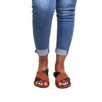 Picture of Uzuri K&Y Xara Mixed Canvas String Sandals, Brown & Black