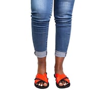 Picture of Uzuri K&Y Xara A Mixed Canvas Sandals with Belt, Red & Black