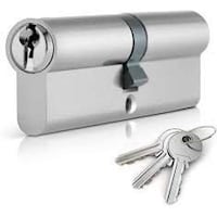 Cylinder Door Lock With 3 Key, Silver