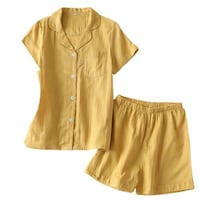 Hybella Women's PJ and Shorts, Yellow, Carton of 30pcs