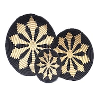 Picture of Azizi Life Round Table Woven Bowl, Black & Beige