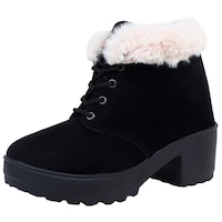 Snasta Women's Classic Fur Boots, Black & White