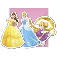 Picture of Die-Cut Invitations & Envelopes 3 Mixed Designs Princess Heartstrong 6 Pieces - 87882, Multicolor