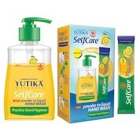 Yutika Naturals Powder To Liquid Hand Wash With Empty Bottle, 10 Refills