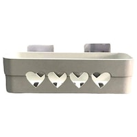 Hridaan Heart Design Self Adhesive Bathroom Shelves Organizer, Off White