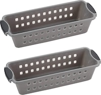 Picture of Hridaan Plastic Shelf Basket Rack, Medium, Pack of 2, Grey