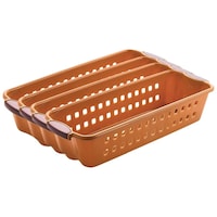 Picture of Hridaan Plastic Shelf Basket Rack, Medium, Pack of 4, Brown