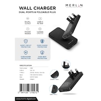 Merlin Dual Ports and Foldable Plug Wall Charger