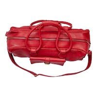 Illasit Multi Pocket Leather Travel Bag, Red