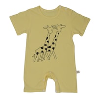 Unisex Cotton Printed Baby Romper Bodysuit, Yellow
