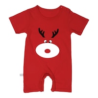 Unisex Cotton Printed Baby Romper Bodysuit, Red