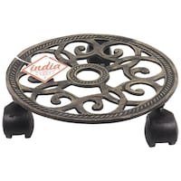 Creation India Craft Metal Plant Caddy with Rolling Wheels