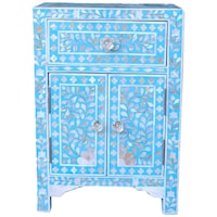 Picture of Lake City Arts Mother of Pearl Floral 1 Drawer 2 Door Bedside Table