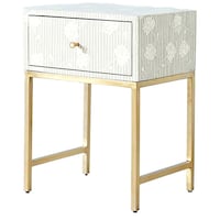 Picture of Lake City Arts Bone Inlay Flower Design Bedside Table