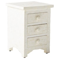 Picture of Lake City Arts Bone Inlay Three Drawers Floral Design Bedside Table