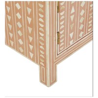 Picture of Lake City Arts Bone Inlay 1 Drawer & Door Tribal Design Large Bedside Table