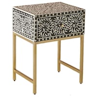 Picture of Lake City Arts Bone Inlay Bedside Table Floral Design
