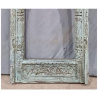 Lake City Arts Indian Hand Carved Solid Wooden Distressed Mirror, White
