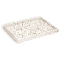 Lake City Arts Mother Of Pearl Inlay Floral Rectangular Tray