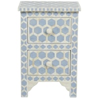 Picture of Lake City Arts Bone Inlay 2 Drawers Hexagonal Design Bedside Table