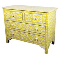 Picture of Lake City Arts Bone Inlay Chest of 4 Drawers Star Geometric Design