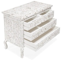 Lake City Arts Mother of Pearl Floral Design Chest of 4 Drawers Curved Legs