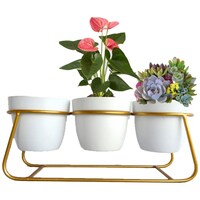 Ecofynd Bella Metal Planter Pot with Stand, PWS014, 4 inch, Set of 3