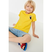 Trendyol Yellow Line Detail Printed Boy Knitted T-Shirt