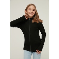Trendyol Zippered Stand Up Collar Girl Knitted Cardigan