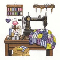 Picture of Janlynn Counted Cross Stitch Kit, 12"X12", Antique Sewing Room