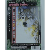 Picture of Janlynn Mini Counted Cross Stitch Kit, 5"X7", Wildlife Wolf