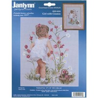 Picture of Janlynn Counted Cross Stitch Kit, 12"X16", Girl With Cosmos