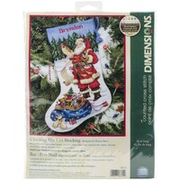 Picture of Dimensions Counted Cross Stitch Kit, 16", Long-Checking His List Stocking