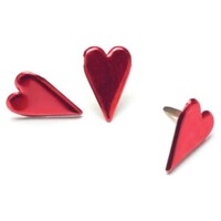 Painted Metal Paper Fasteners , Long Hearts, Pack of 50