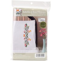 Picture of Tobin Stamped For Embroidery Pillowcase Pair 20"X30"-Butterflies & Roses