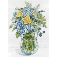 Picture of Design Works Counted Cross Stitch Kit, 10"X14", Blue & Yellow Floral