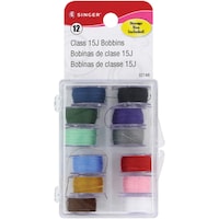 Transparent Plastic Class 15 Bobbins Threaded in Case-Assorted Colors