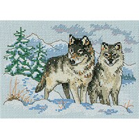 Picture of Dimensions Mini Counted Cross Stitch Kit, 7"X5", A Pair Of Wolves