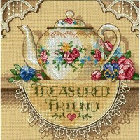 Picture of Gold Petite Counted Cross Stitch Kit, 6"X6", Treasured Friend Teapot