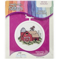 Picture of Janlynn Mini Counted Cross Stitch Kit, 2.5" Round-Barn, 18 Count