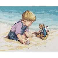 Picture of Janlynn Counted Cross Stitch Kit, 13.75"X10.75", Seashore Fun