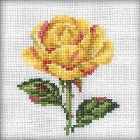 Picture of Yellow Rose Counted Cross Stitch Kit, 4"X4", 14 Count