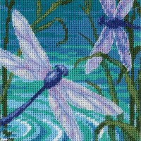 Picture of Dimensions Cross Stitch Kit, Needlepoint Dragonfly Pair, 5 x 5in
